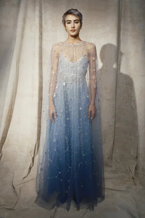 DEGRADÉ BLUE CONSTELLATION DRESS AND CAPE
