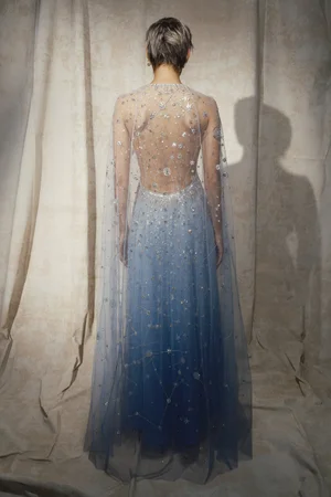 DEGRADÉ BLUE CONSTELLATION DRESS AND CAPE