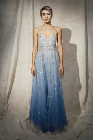 DEGRADÉ BLUE CONSTELLATION DRESS AND CAPE