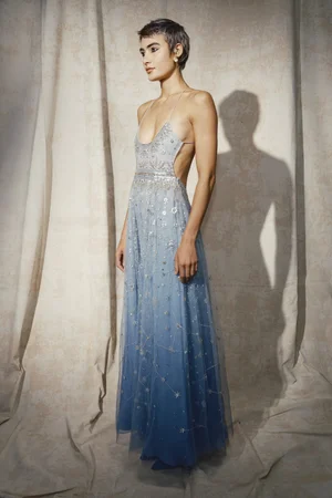 DEGRADÉ BLUE CONSTELLATION DRESS AND CAPE