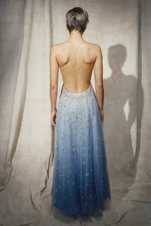 DEGRADÉ BLUE CONSTELLATION DRESS AND CAPE
