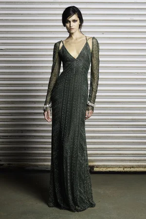 FIR GREEN DENTELLE NETTING DRESS