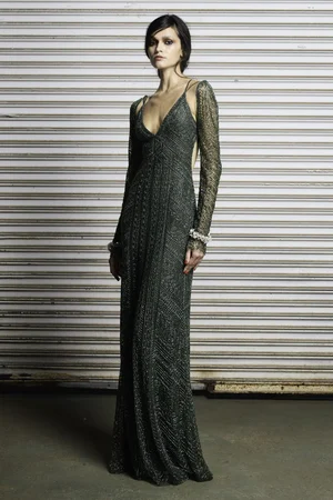 FIR GREEN DENTELLE NETTING DRESS