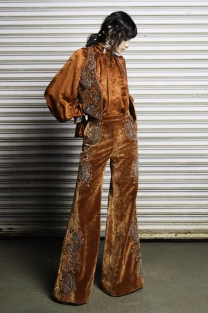 CARNELIAN METAL PAISLEY WASHED VELVET SET