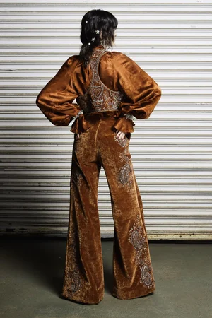 CARNELIAN METAL PAISLEY WASHED VELVET SET