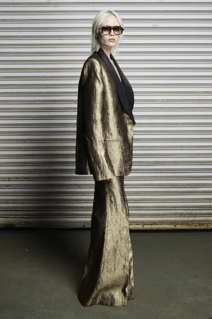 GOLDEN GEOMETRIC JACQUARD TUXEDO JACKET AND TROUSER