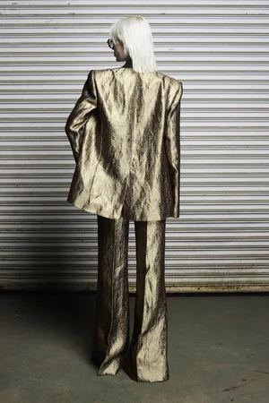 GOLDEN GEOMETRIC JACQUARD TUXEDO JACKET AND TROUSER