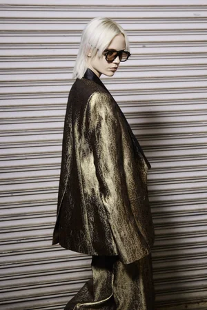 GOLDEN GEOMETRIC JACQUARD TUXEDO JACKET AND TROUSER