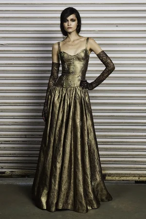 DECO MEDALLION AND GOLDEN GEOMETRIC JACQUARD DRESS