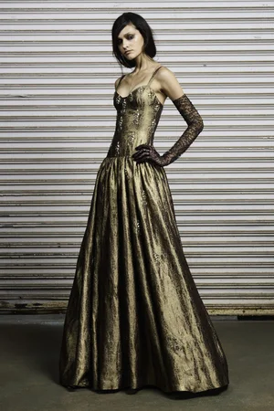 DECO MEDALLION AND GOLDEN GEOMETRIC JACQUARD DRESS