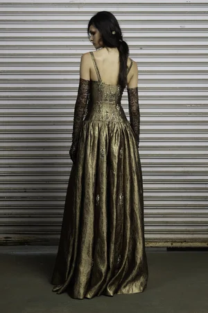 DECO MEDALLION AND GOLDEN GEOMETRIC JACQUARD DRESS