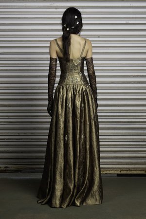 DECO MEDALLION AND GOLDEN GEOMETRIC JACQUARD DRESS