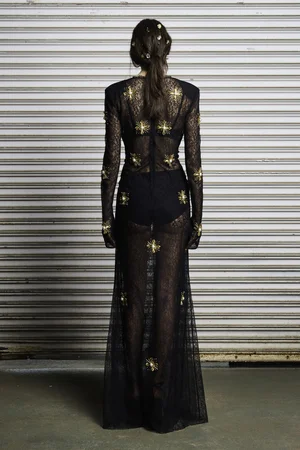 SUNRAY MEDALLION LACE DRESS