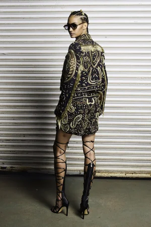 METAL PAISLEY EAST-WEST JACKET, SUN RADIEUX TOP, AND SHORTS