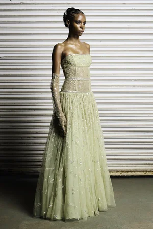 CONSTELLATION JADE STRAPLESS DRESS