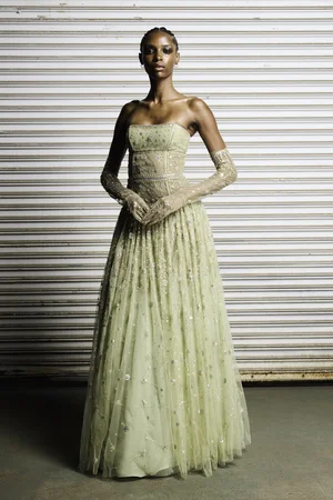 CONSTELLATION JADE STRAPLESS DRESS