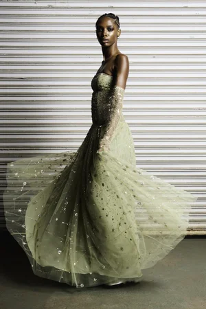 CONSTELLATION JADE STRAPLESS DRESS