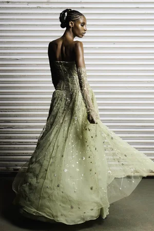 CONSTELLATION JADE STRAPLESS DRESS