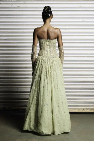 CONSTELLATION JADE STRAPLESS DRESS
