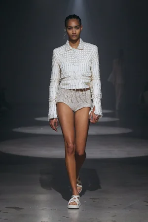 ASYMMETRIC FRINGE JACKET AND SHORTS