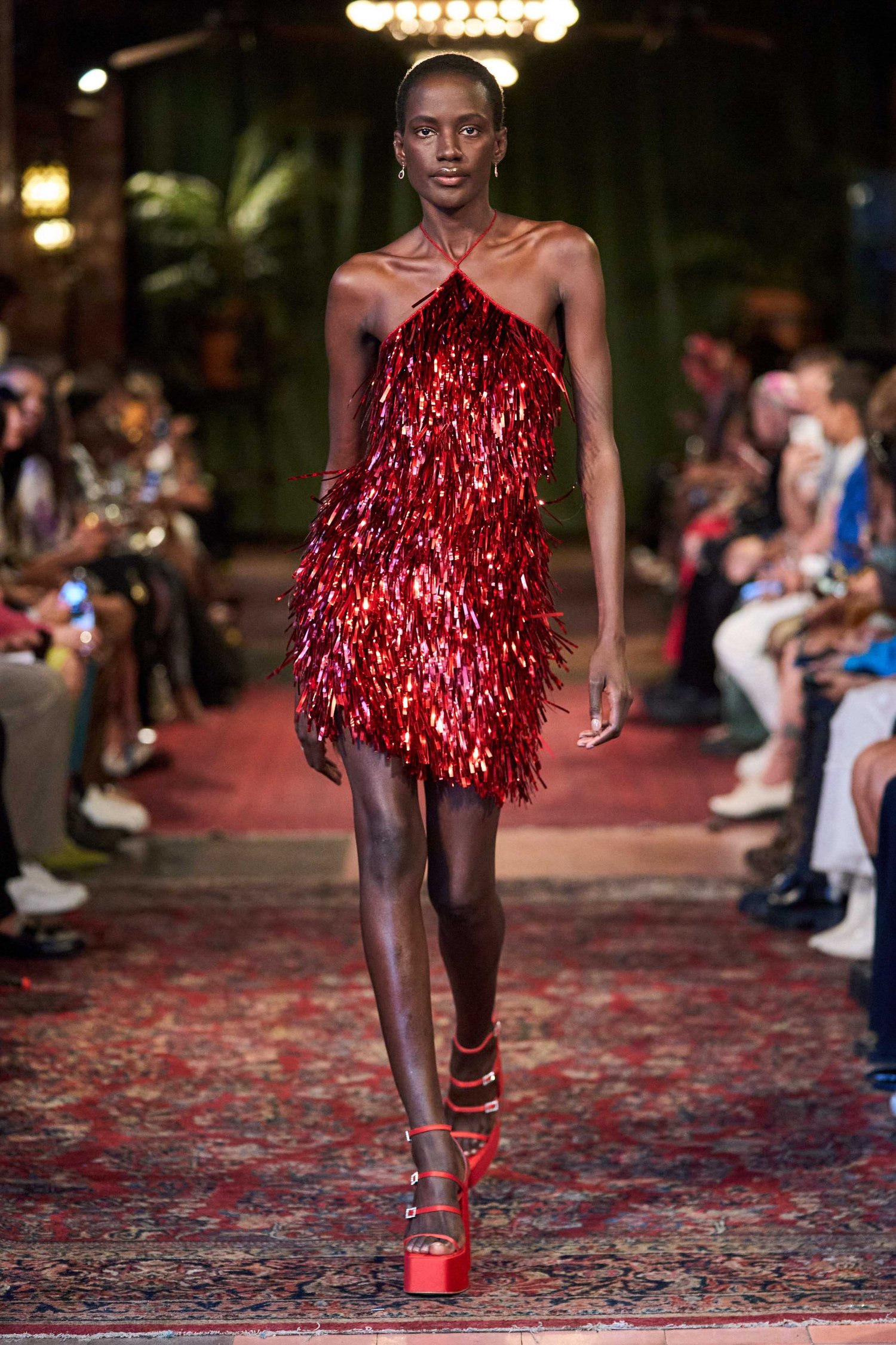METALLIC PAILLETTES FRINGE DRESS
