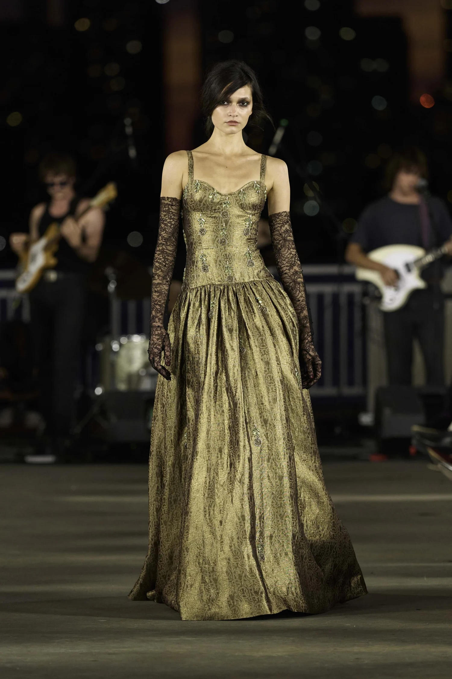 DECO MEDALLION AND GOLDEN GEOMETRIC JACQUARD DRESS