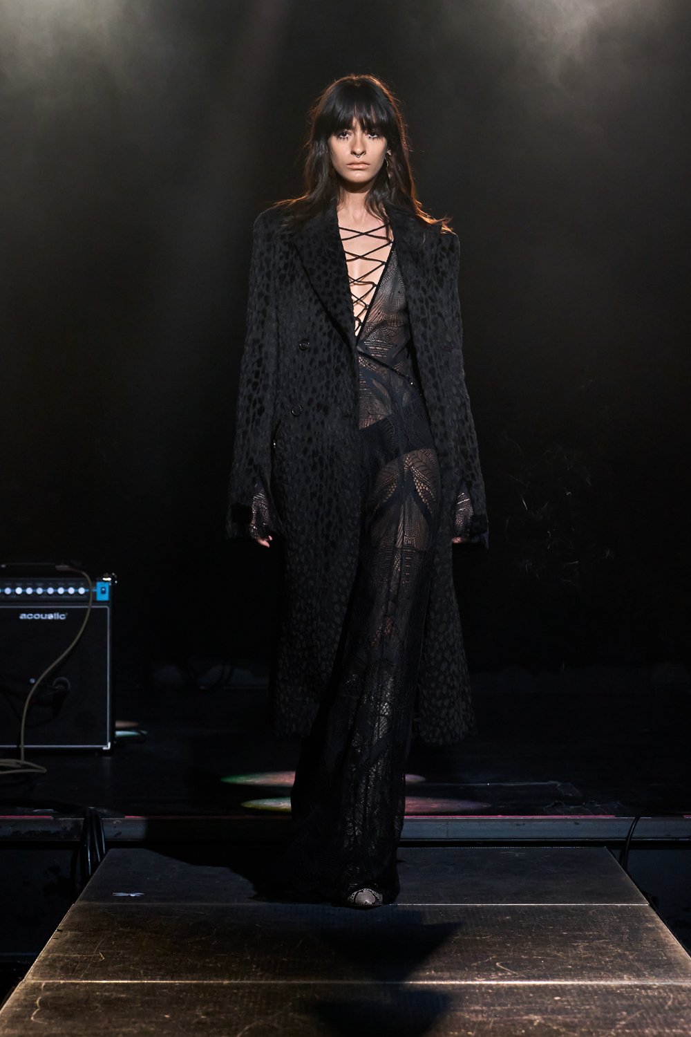 AMOR NOIR LACE DRESS AND ALPACA ANIMALIA COAT
