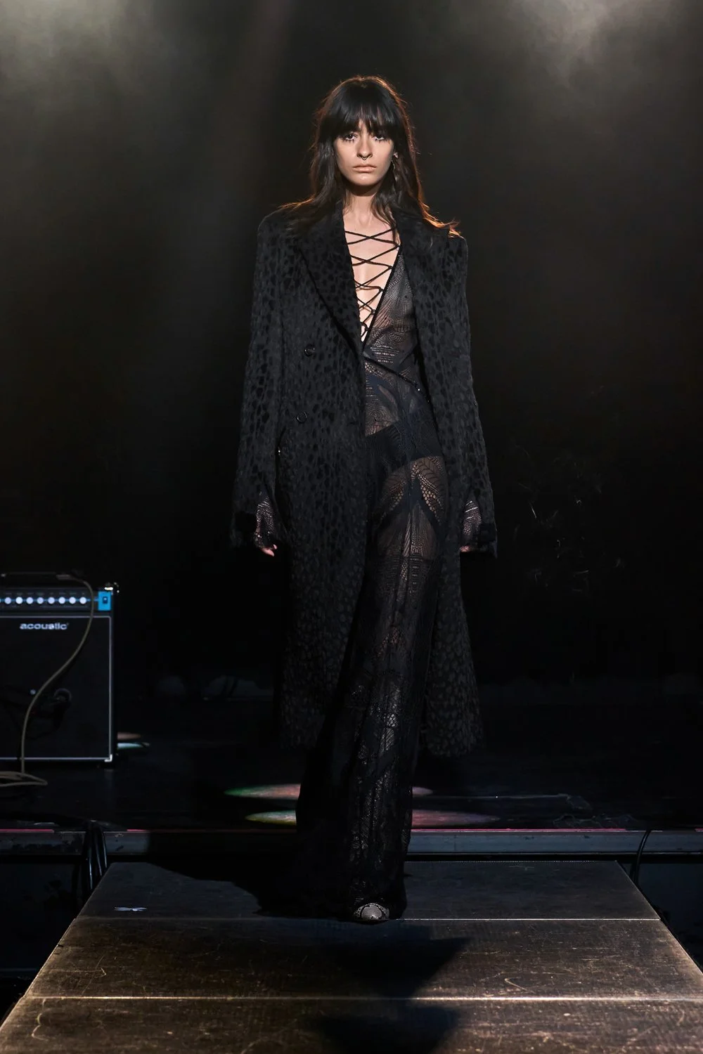 AMOR NOIR LACE DRESS AND ALPACA ANIMALIA COAT
