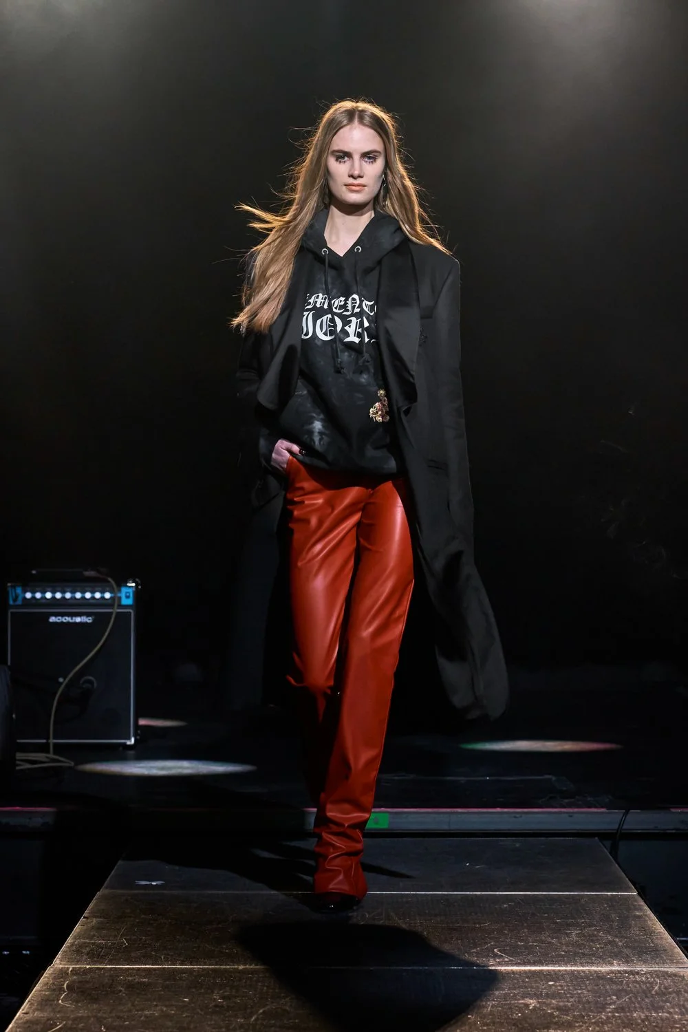 MEMENTO FIORI PATCH COAT & HOODIE WITH VEGAN LEATHER TROUSER