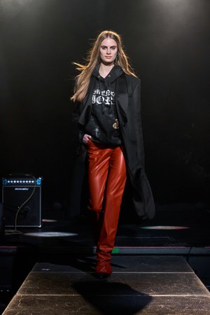 MEMENTO FIORI PATCH COAT & HOODIE WITH VEGAN LEATHER TROUSER