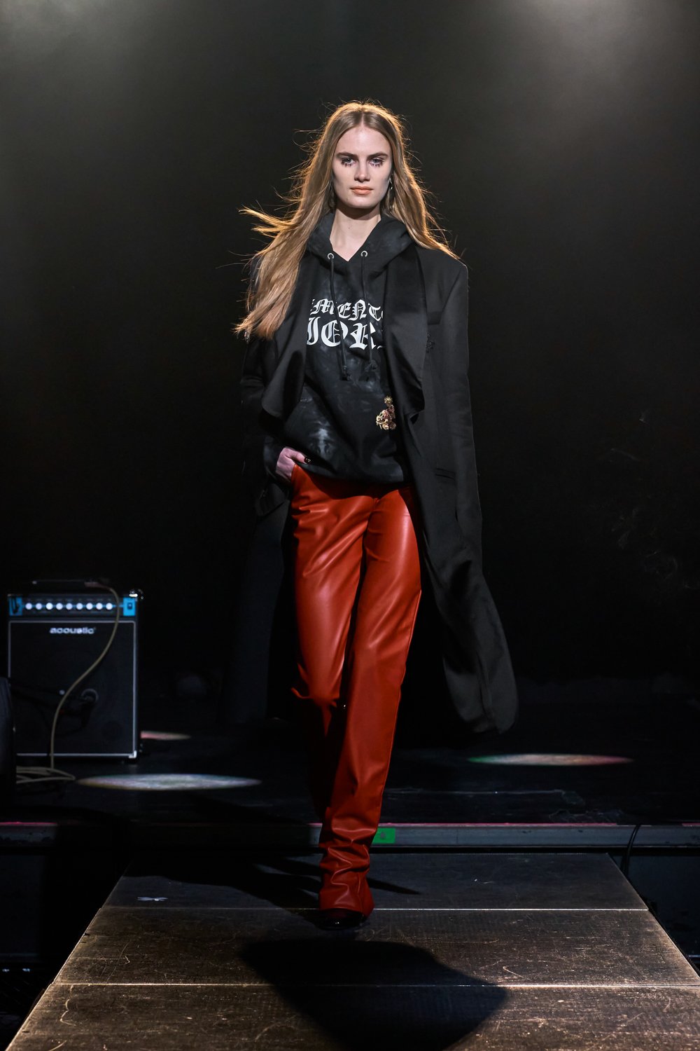 MEMENTO FIORI PATCH COAT & HOODIE WITH VEGAN LEATHER TROUSER