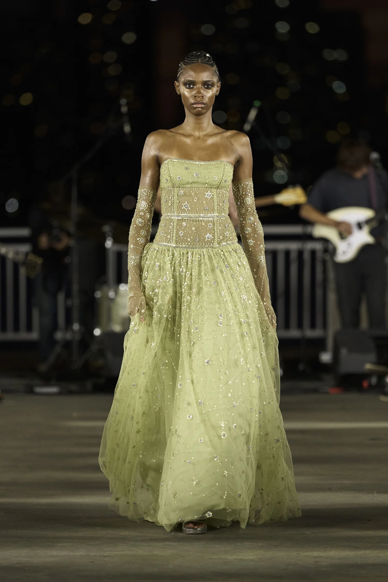 CONSTELLATION JADE STRAPLESS DRESS