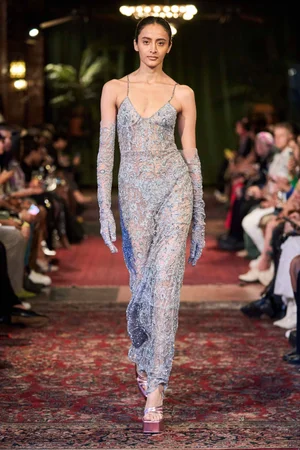 SILVER DENTELLE DEUX DRESS
