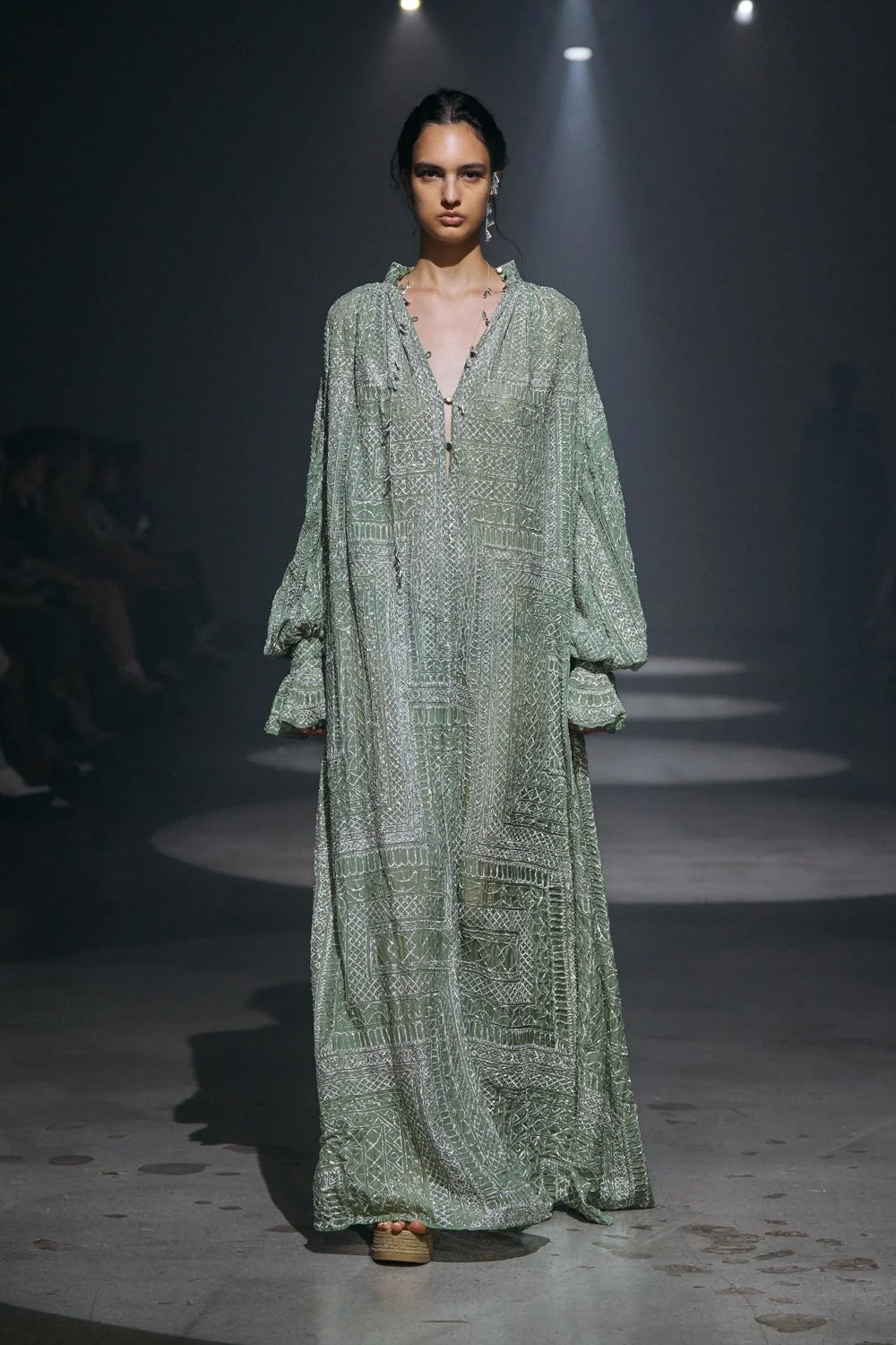 BYZANTINE BORDERS CAPED DRESS