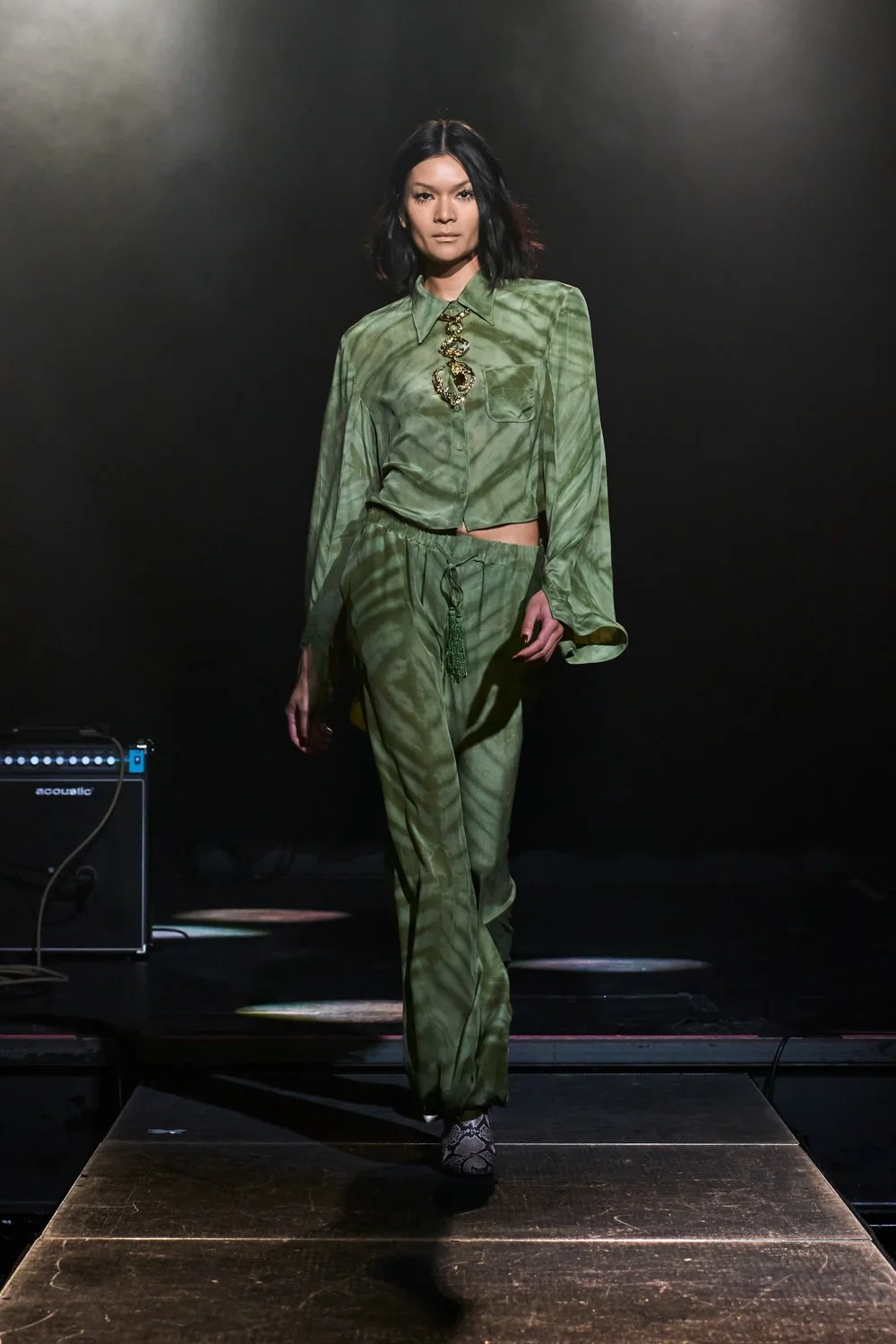 TIE-DYE JADE OLIVE TOP AND TROUSER SET