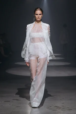 ASYMMETRIC PEARLS DEGRADÉ SUIT