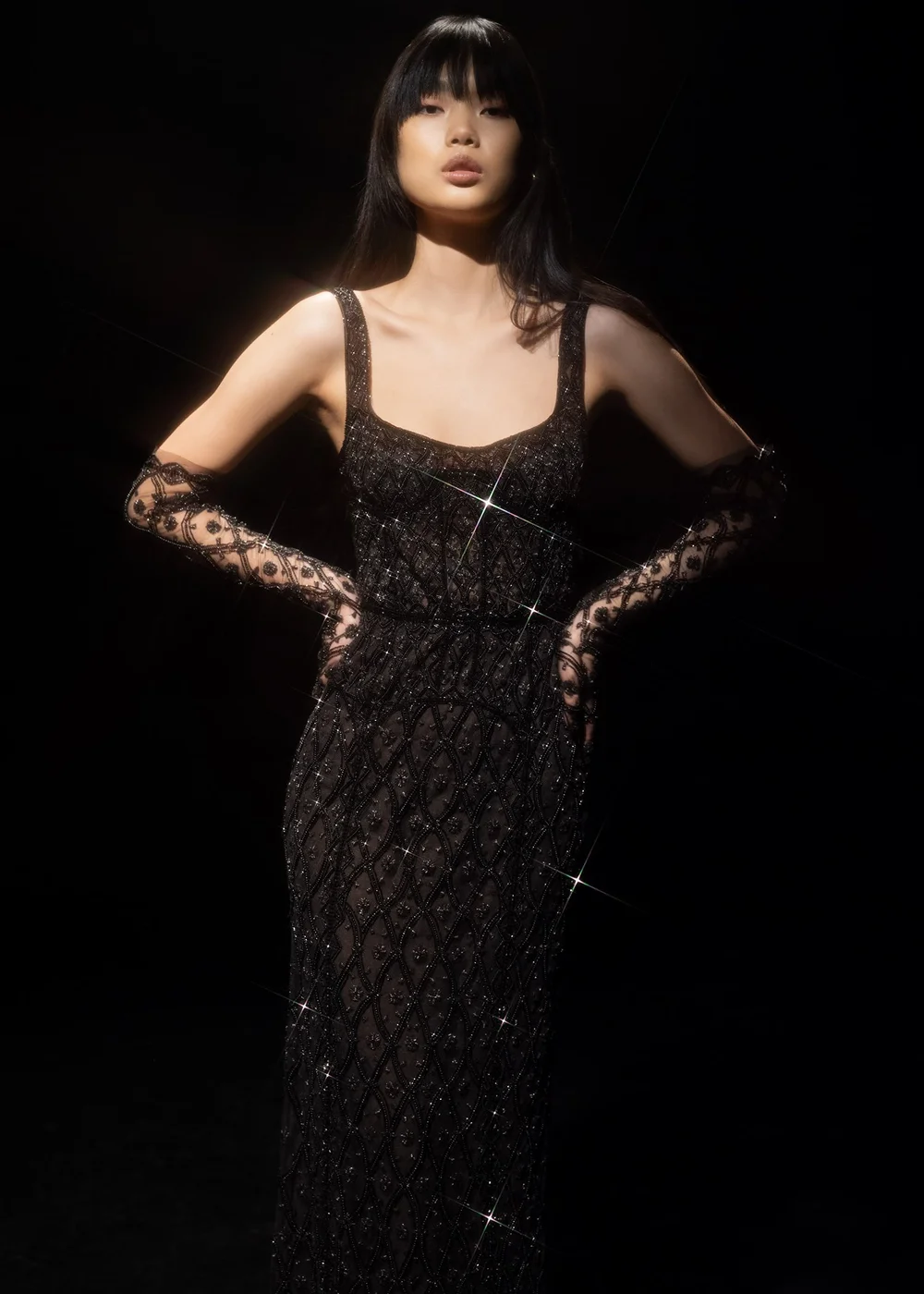NOIR DENTELLE GRAPHIQUE DRESS