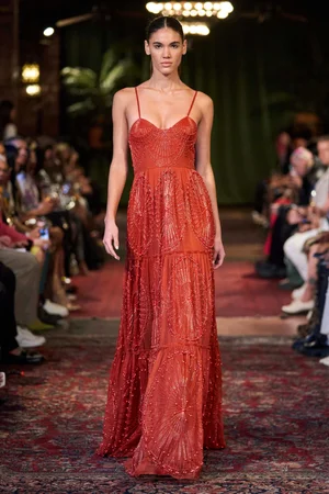 CARNELIAN DENTELLE DEUX DRESS