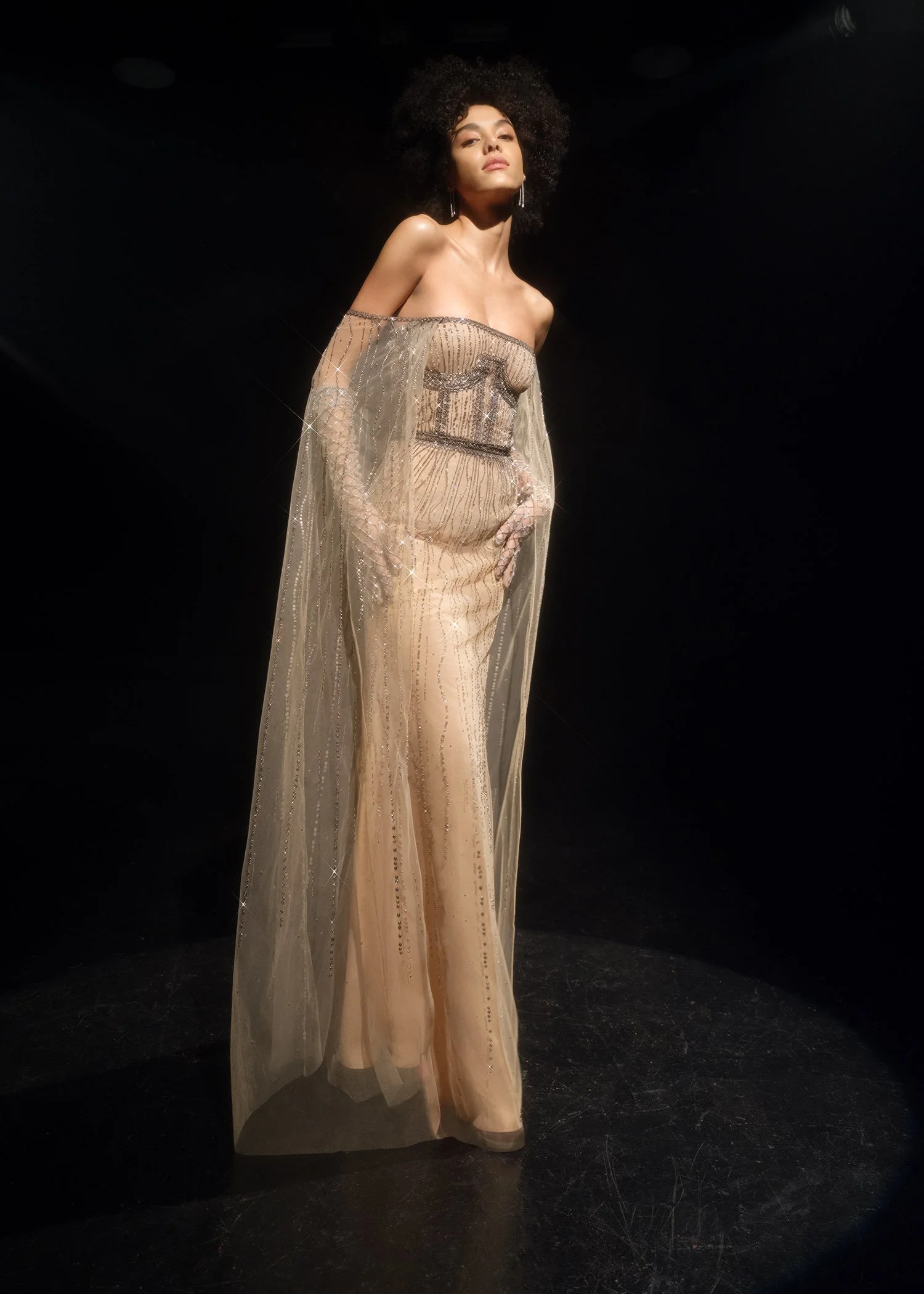 NOVA CAPED DRESS