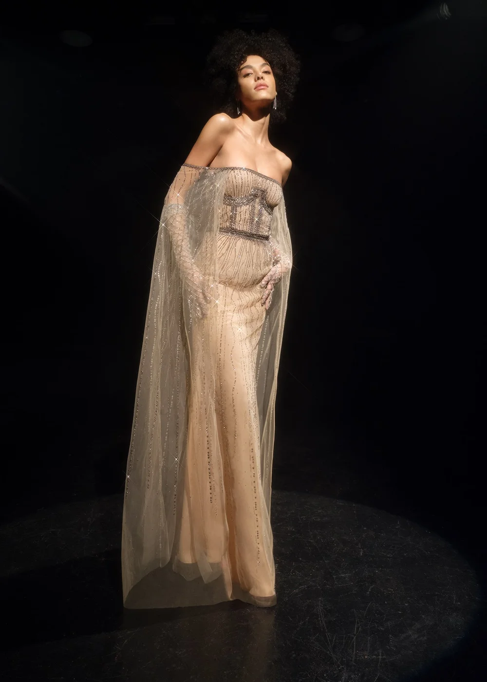 NOVA CAPED DRESS
