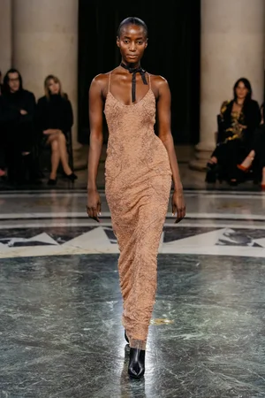 PEACH NECTAR DENTELLE CINQ DRESS