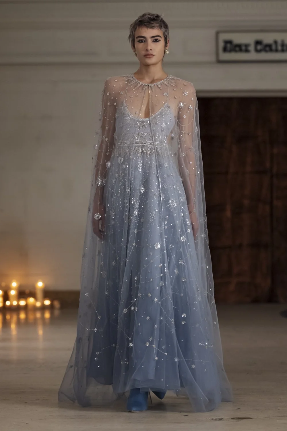 DEGRADÉ BLUE CONSTELLATION DRESS AND CAPE