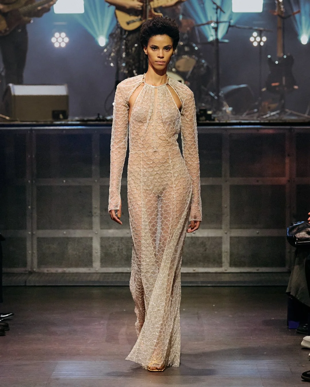 RETE 30 NETTING CHAMPAGNE DRESS