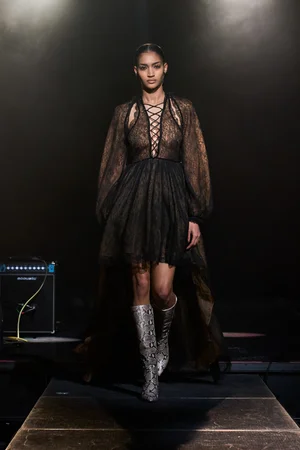LACE FIL COUPÉ HIGH-LOW DRESS