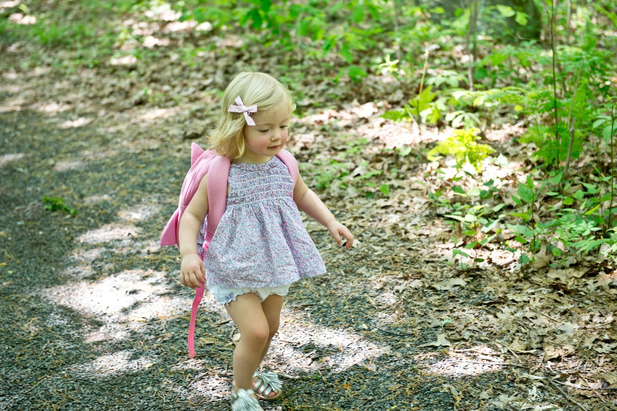 hiking in the woods