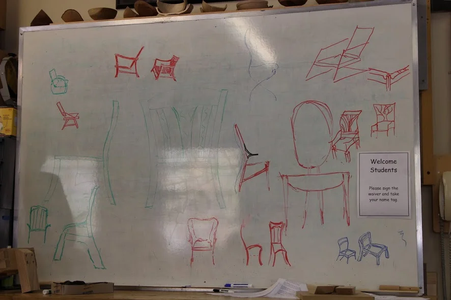 The whiteboard during our group design exercise