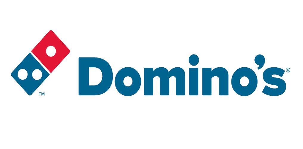 The logo of Domino's Pizza featuring a red and blue domino tile with the text "Domino's" in blue.