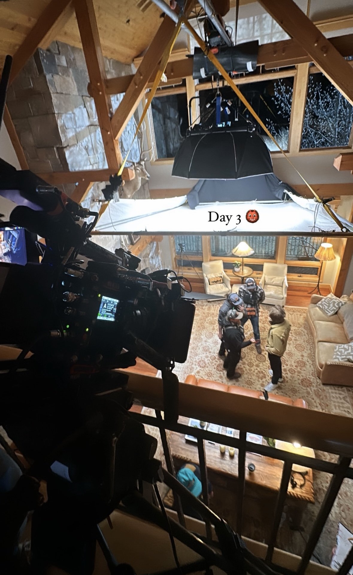 Behind the scenes for Trapped in the Rockies movie with John Sweeney on set working with actors - John Sweeney Cinematography