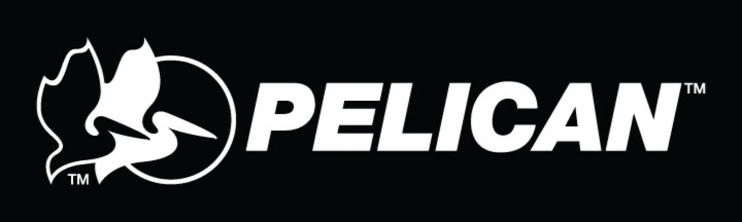 Pelican logo with a stylized pelican bird inside a circle and the word 'PELICAN' in bold white letters on a black background.