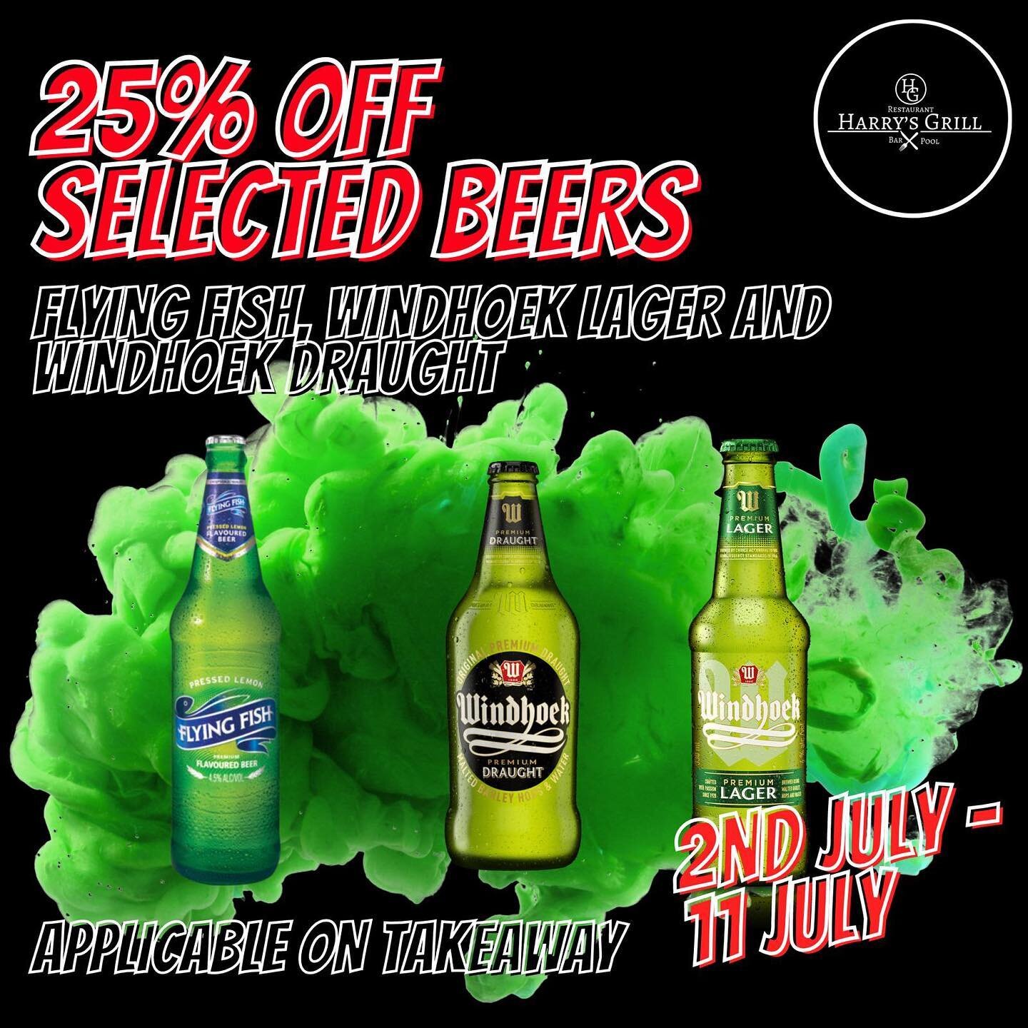 Enjoy 25% off selected beers! **please note we are open Saturday and Sunday 18:00-22:00, offer available on takeaway too